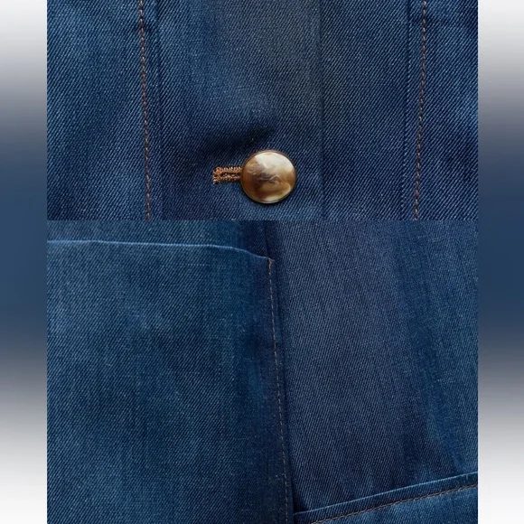 Denim effect Blue Oversized Women's Blazer - Picture 9 of 12